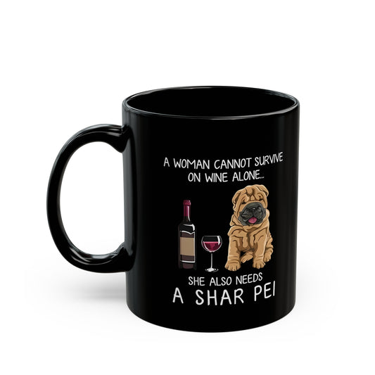 "Shar Pei Dog" Black Mug (11oz, 15oz)
