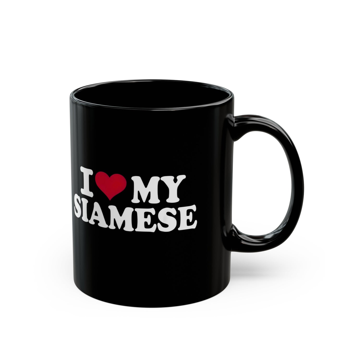 "I Love My Siamese Cat" Black Mug 11oz