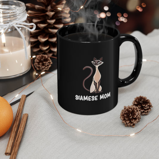 "Siamese Mom" Black Mug 11oz