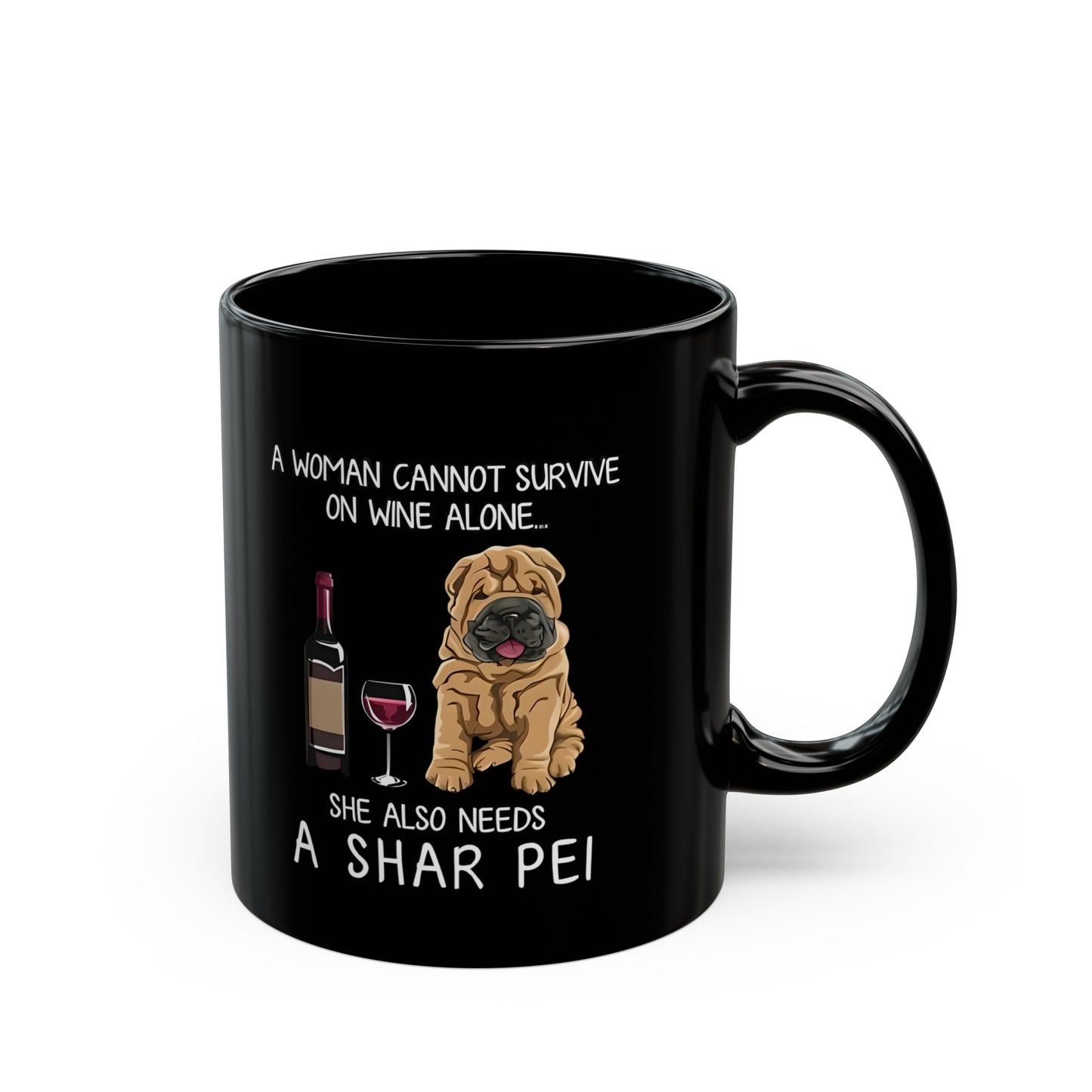 "Shar Pei Dog" Black Mug (11oz, 15oz)