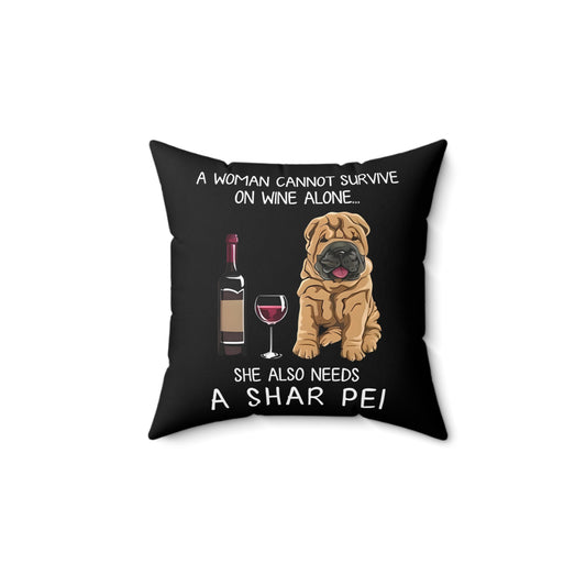 "Shar Pei Dog" Square Pillow